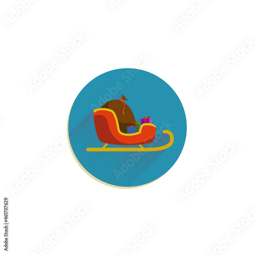 Santa sleigh with gifts flat icon. Santa sleigh with gifts clipart