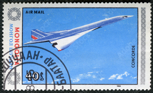 MONGOLIA - 1984: shows Concorde, series Civil Aviation, 1984
