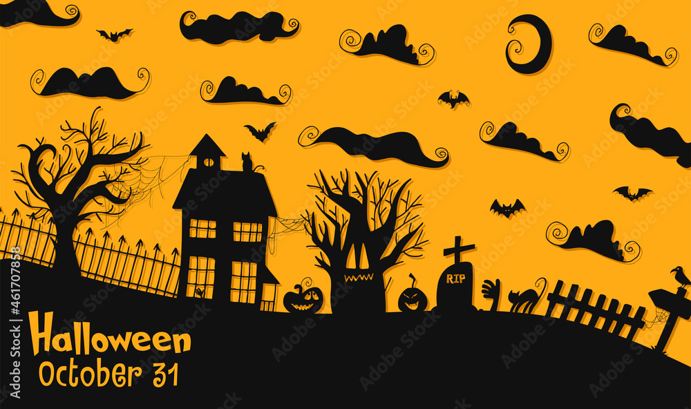 Halloween - October 31. Hand-drawn doodle illustration. Trick or treat. Happy Halloween 2021