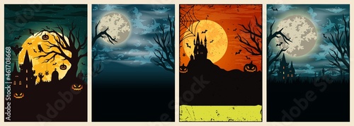 Happy Halloween colorful vintage posters