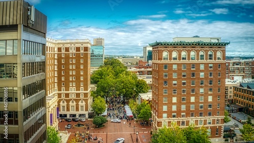 Fotografie Aerial view of downtown Greenville, SC office buildings