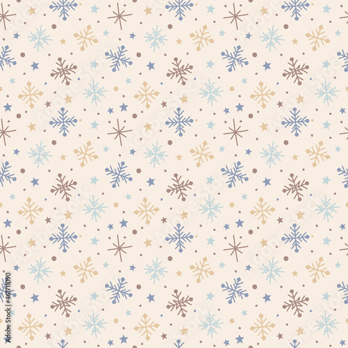 Design of seamless pattern with snowflakes. Vector