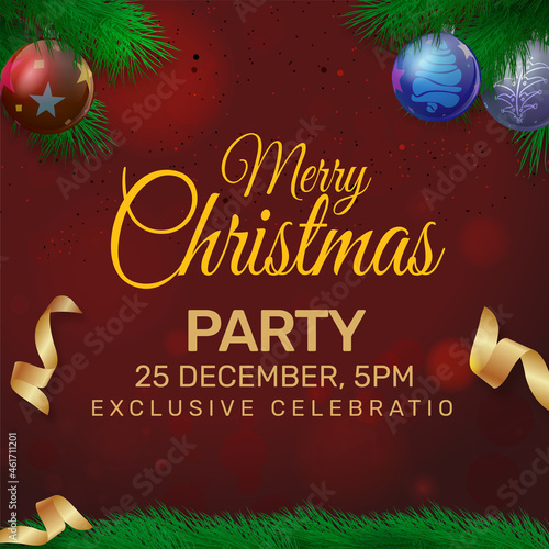 Elegant Christmas background with  branches and Stars