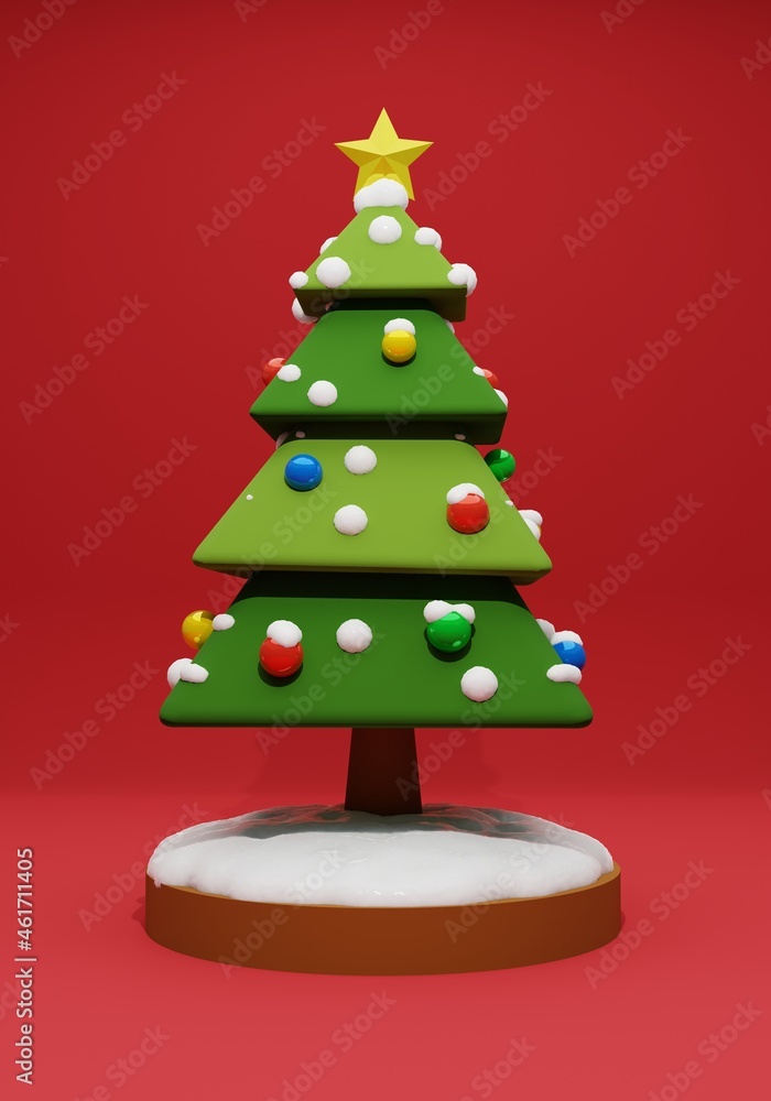 3D素材_かわいいクリスマスツリー 3D素材_かわいいクリスマスツリー
