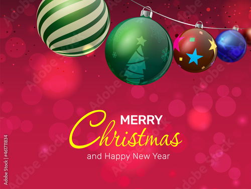 Elegant Christmas background with  branches and Stars © Farhan