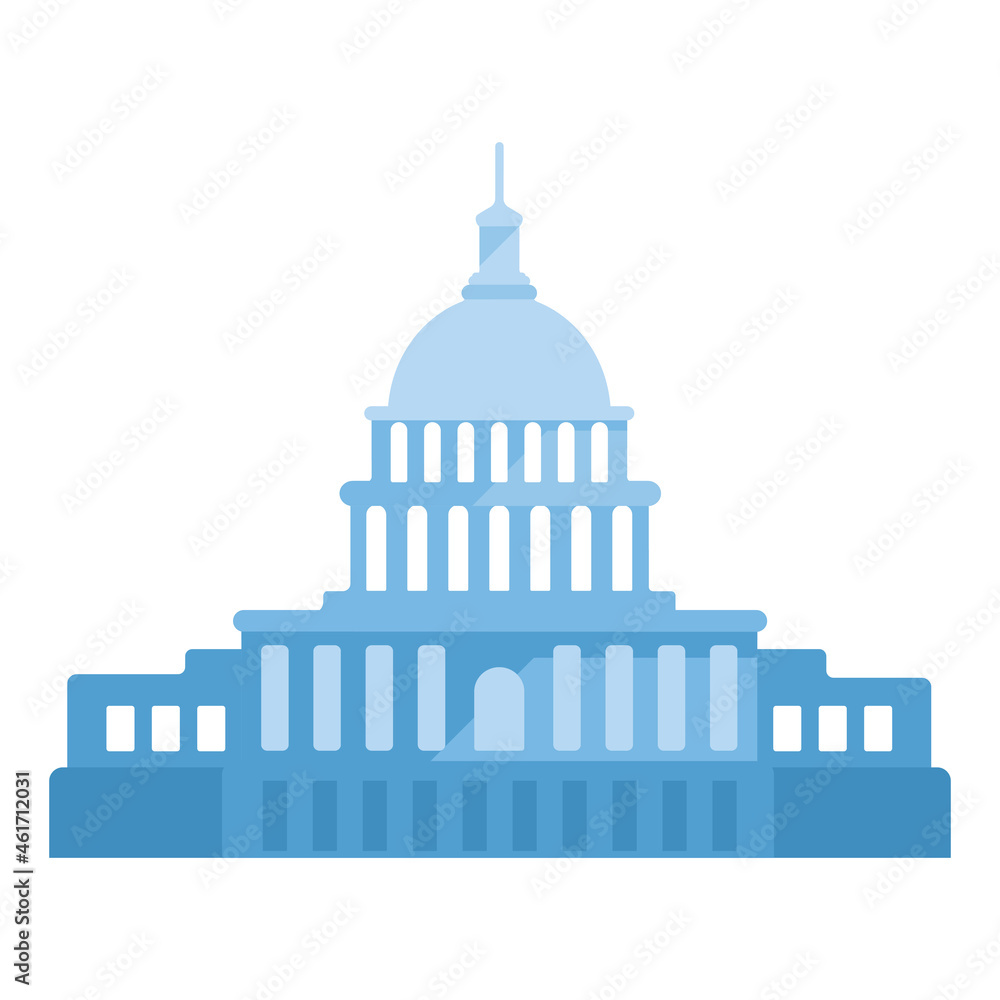United States Capitol. Building exterior in flat style.