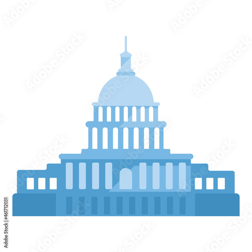 United States Capitol. Building exterior in flat style.