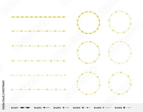飾りライン、見出し線、円形のフレーム、枠のイラスト素材セット　カラーバージョン