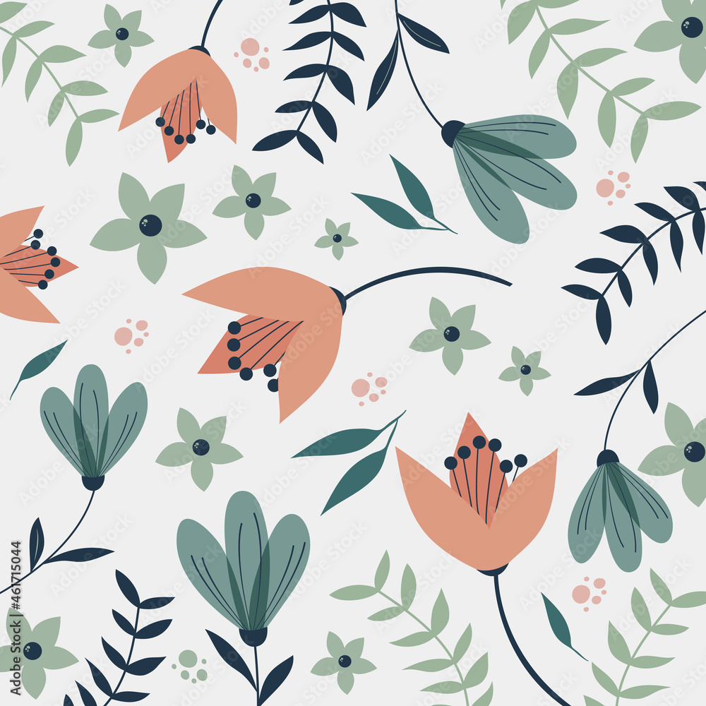 Obraz premium Vector illustration of a seamless floral pattern in spring for Wedding, anniversary, birthday and party. Design for banner, poster, card, invitation and scrapbook