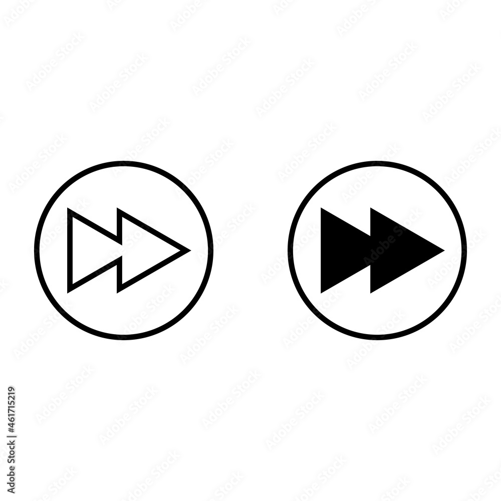 fast forward icon in circle. media player control button fast forward icon in circle. media player control button