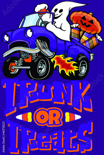 ghost driving a classic truck filled with candy | trunk or treat