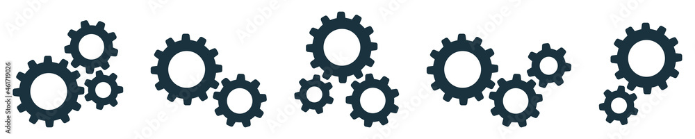 Set of gears icons. Setting gears icon, cogwheel group. Settings. Vector illustration. Set of gears icons. Setting gears icon, cogwheel group. Settings. Vector illustration.