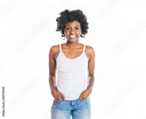 Young African Woman Isolated On White Background