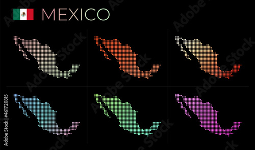 Mexico dotted map set. Map of Mexico in dotted style. Borders of the country filled with beautiful smooth gradient circles. Astonishing vector illustration.