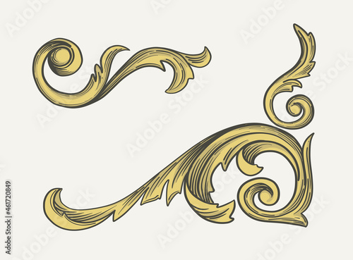 Vintage design elements. Baroque swirls. Classical ornament.