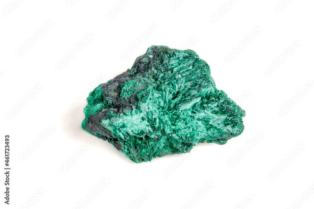 Fototapeta premium Macro mineral stone plisoviy, plush, satin malachite on a white background