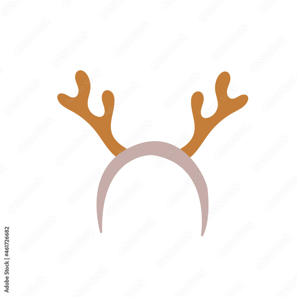 Hoop with deer horns decoration in doodle style. Simple decor for a festive Christmas and New Years. Vector illustration isolated on white background. Hoop with deer horns decoration in doodle style. Simple decor for a festive Christmas and New Years. Vector illustration isolated on white background.