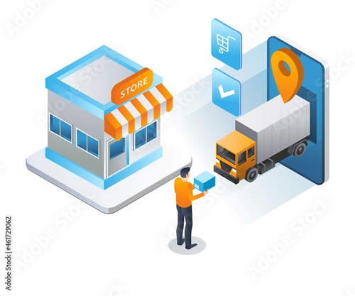 Truck out of smartphone to deliver goods