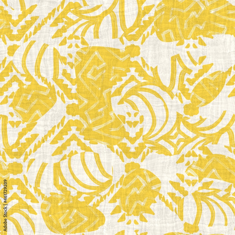 Fototapeta premium Seamless two tone hand drawn brushed effect pattern swatch. High quality illustration. Collage of minimal drawings arranged in a seamless pattern for print with fabric texture overlay. Rough scribble.