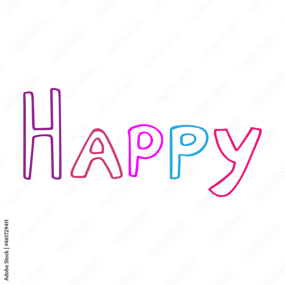 Doodle lettering Happy line art. Hand drawn vector illustration. Simple sketch graphics. Isolated design elements. Doodle lettering Happy line art. Hand drawn vector illustration. Simple sketch graphics. Isolated design elements.