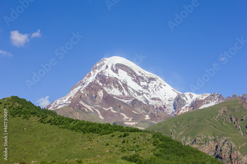 View of Kazbek in clear sunny weather photo