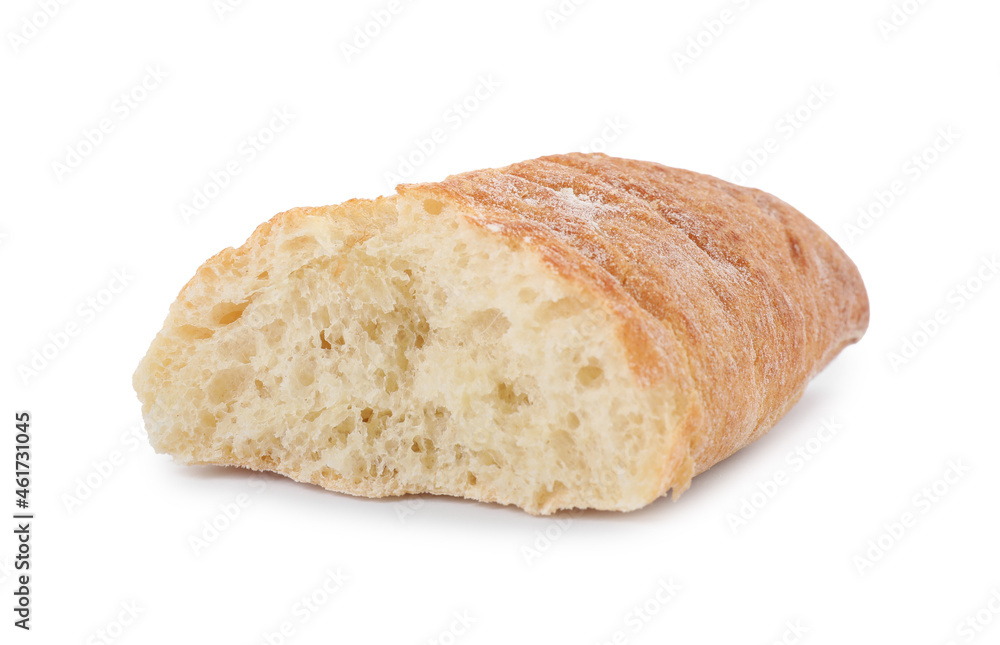 Piece of fresh baguette isolated on white Piece of fresh baguette isolated on white