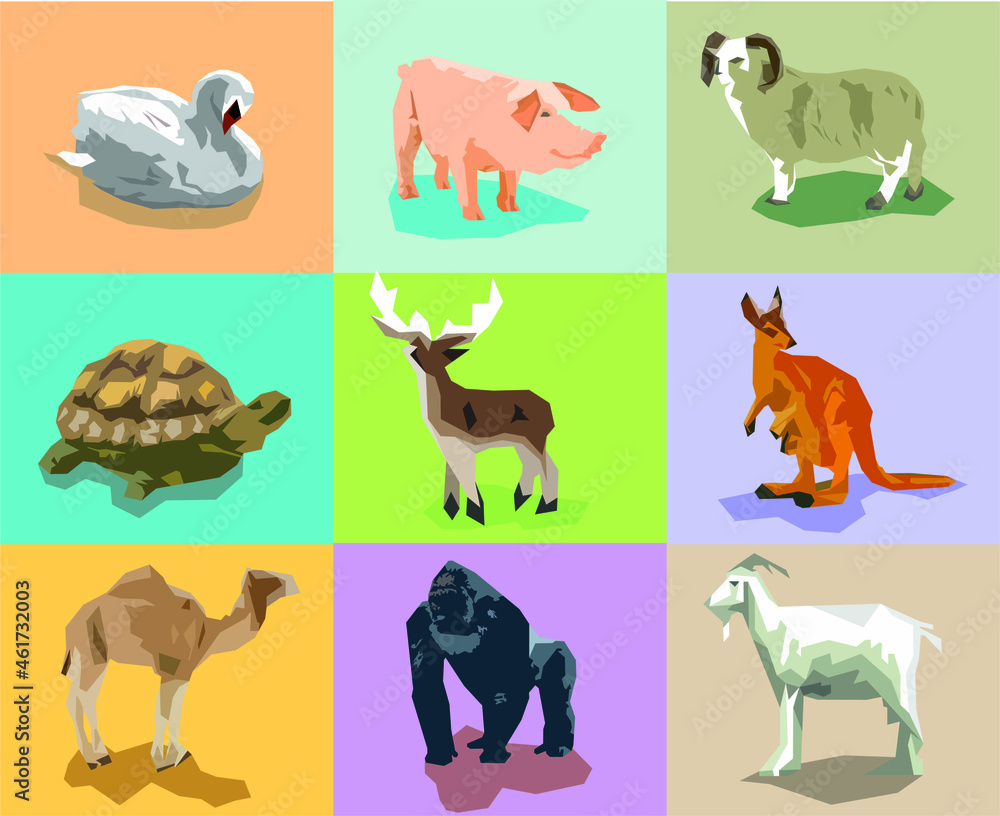 Obraz premium Animals set. Flat design vector illustration concepts.