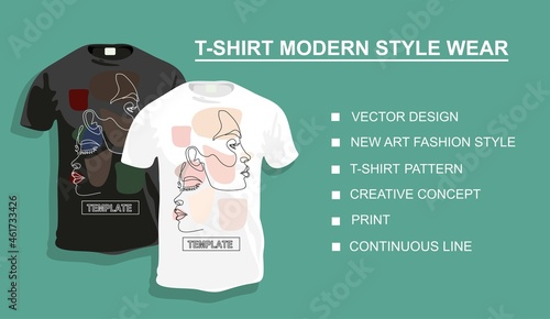 New art fashion style print, creative concept, t-shirt pattern of women face, fashion concept, woman beauty minimalist, continuous line drawing. Your photo.