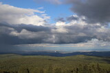 A view to the landscape with stormy clouds coming at Ore Mountains, Czech republic