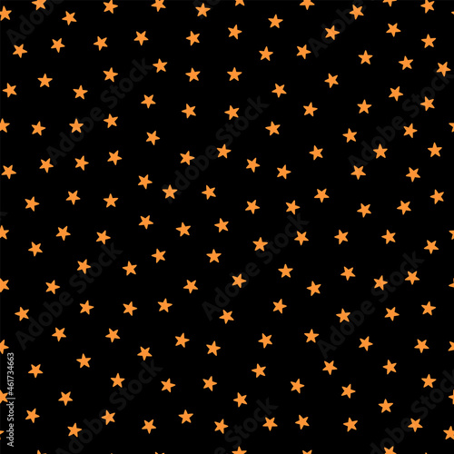とても小さいオレンジ色の星と夜空のような黒背景 - ハロウィンのイメージの背景素材・パターン