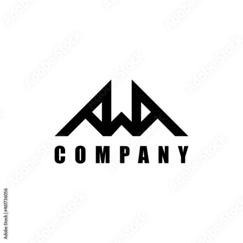 Initial Letter A and W and A AWA. Unique modern geometric creative elegant letter A and W shape Bridge logo template. Vector icon.