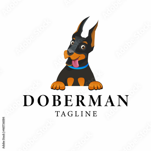 Cute Playful Doberman Logo