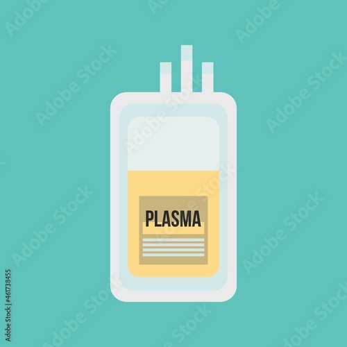 Plasma plastic bag in flat style. Donate Plasma concept. Medical symbol vector illustration.