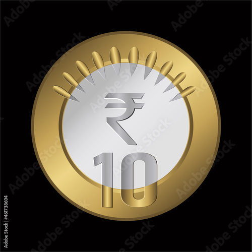 ten rupee icon, Indian rupee realistic vector illustration, Indian currency photo