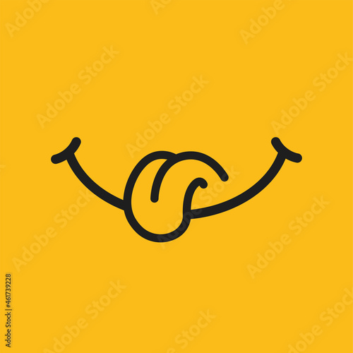 Face smile vector icon. Yummy smiley icon delicious with tongue. Tasty food eating emoticon face. Flat design style.