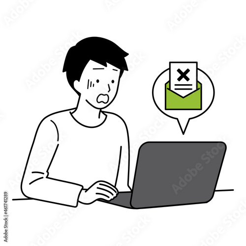 Illustration of a man who received a notice of rejection.