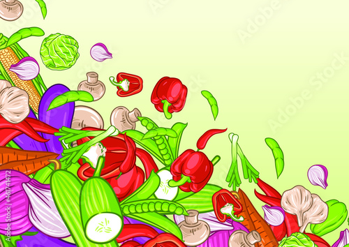 Vegetables background with text space
