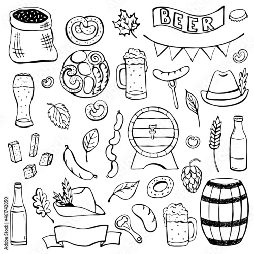 Doodle set for Oktoberfes. Doodle element for web design, stationery, poster, flyer, logo