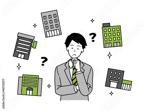 Illustration of a man doing corporate research.