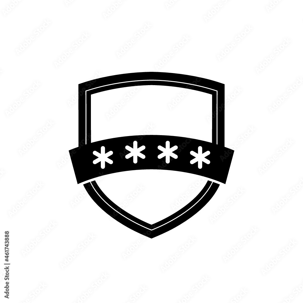 Password shield icon isolated on white background