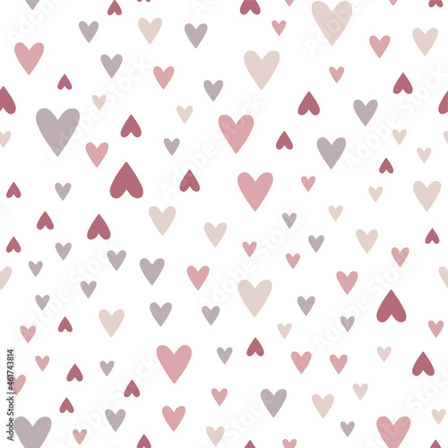Vector pastel seamless pattern with heart isolated on white background.