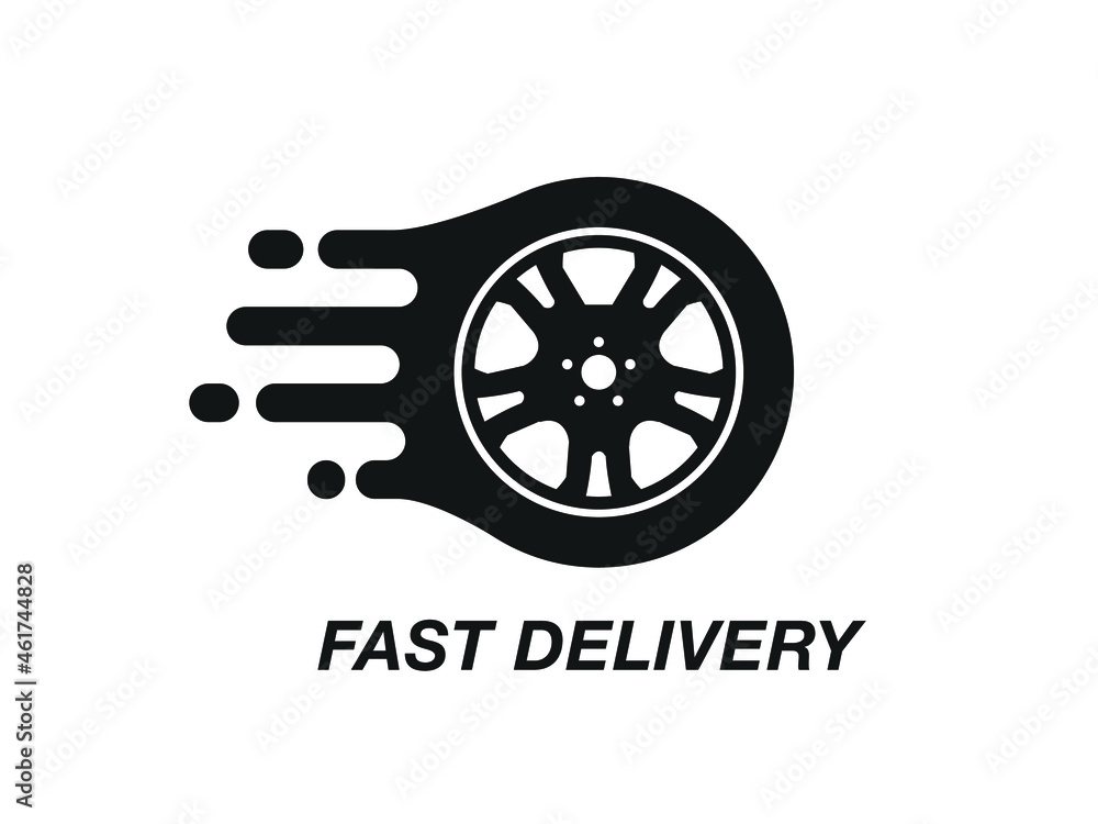 Fast delivery icon. Fast delivery wheel icon.  Delivery service logo.  Speed wheel icon. 
