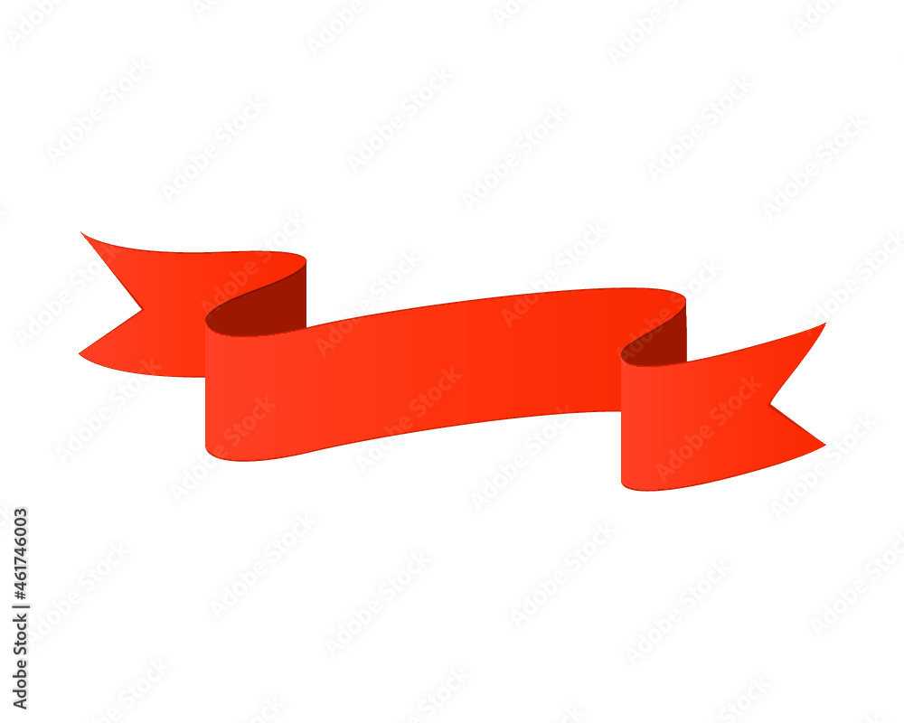Red ribbon template banner element isolated on a white background Red ribbon template banner element isolated on a white background