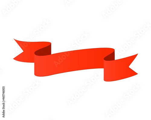 Red ribbon template banner element isolated on a white background