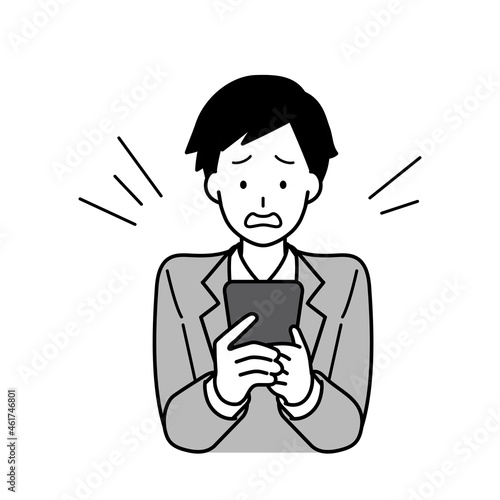 Illustration of a man shocked by email.