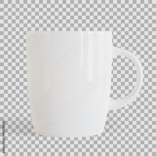 White tea or coffee cup or mug isolated on checkered background