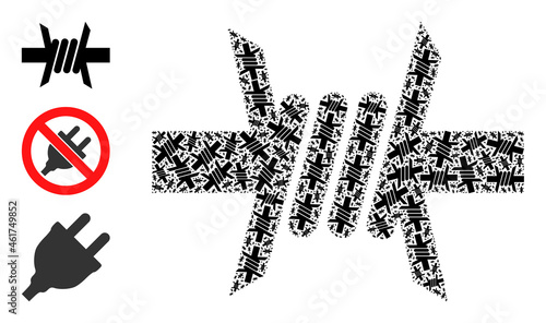 Itself fractal composition barbed wire. Vector barbed wire fractal is done from scattered fractal barbed wire parts. Abstract illustration.
