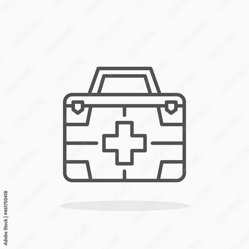 First aid kit icon. Editable Stroke and pixel perfect. Outline style. Vector illustration. First aid kit icon. Editable Stroke and pixel perfect. Outline style. Vector illustration.