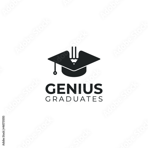 genius graduates icon vector logo design. genius graduates template quality logo symbol inspiration