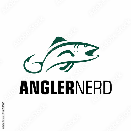 Fish hook vector logo for fishing tackle business